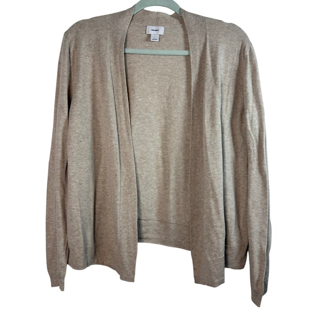 Old Navy Beige Open Front Cardigan Ribbed Knit Lightweight Sweater Jacket L